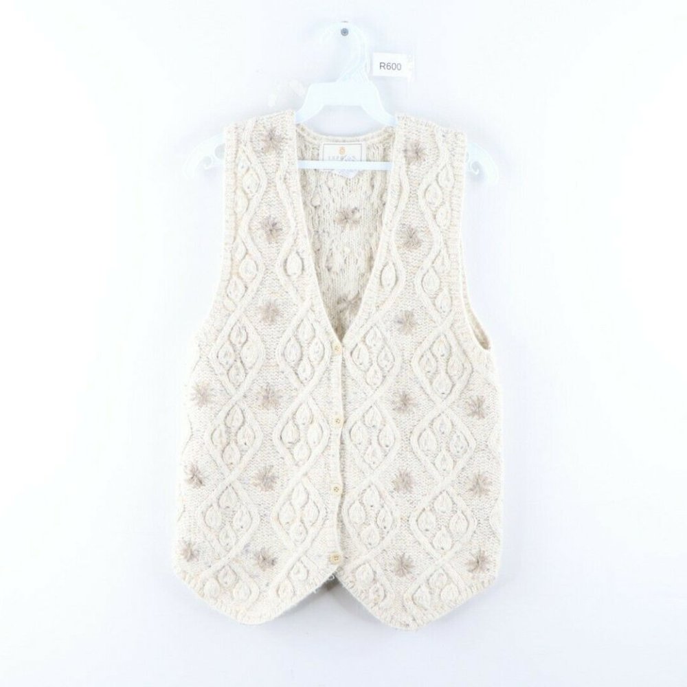 Vtg 90s Streetwear Hand Knit Wool Cardigan Sweater
